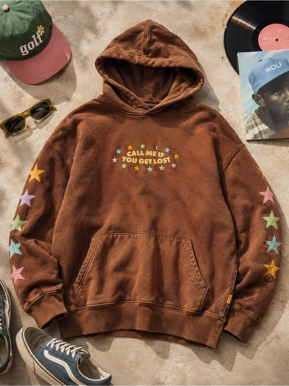 Tyler the Creator GOLF Brown Call Me If You Get Lost Tour Hoodie XXL